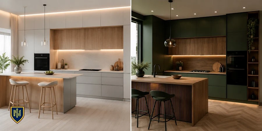 بهترین رنگ کابینت برای آشپزخانههای بزرگ