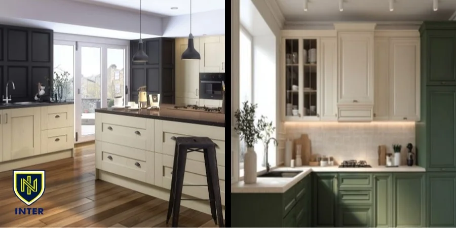 ترکیب کابینت کرم با رنگ‌های تیره