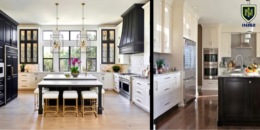 کابینت کرم با رنگ مشکی