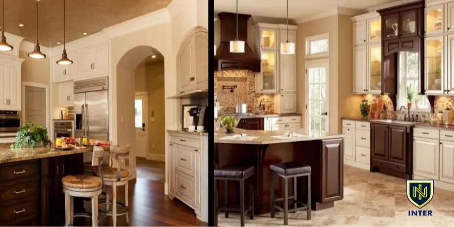 کابینت کرم با رنگ قهوه‌ای