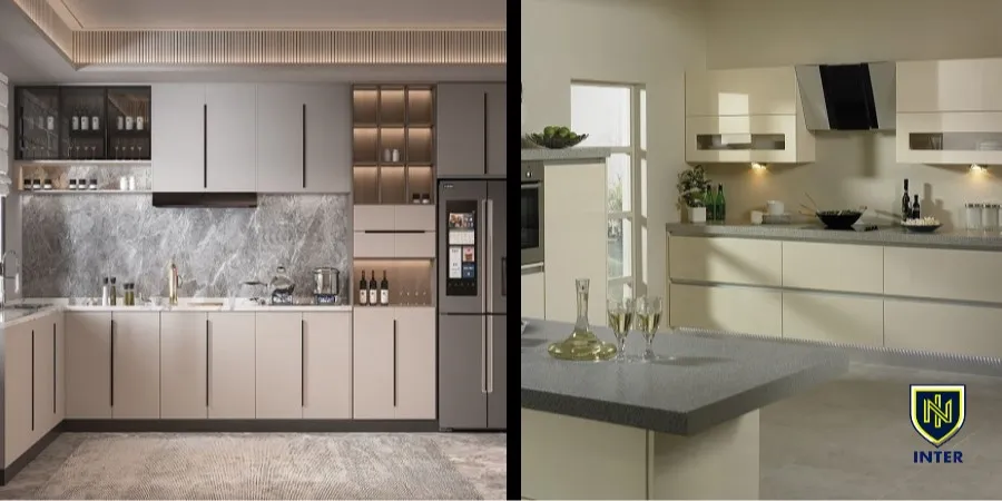 کابینت کرم با رنگ نقره‌ای
