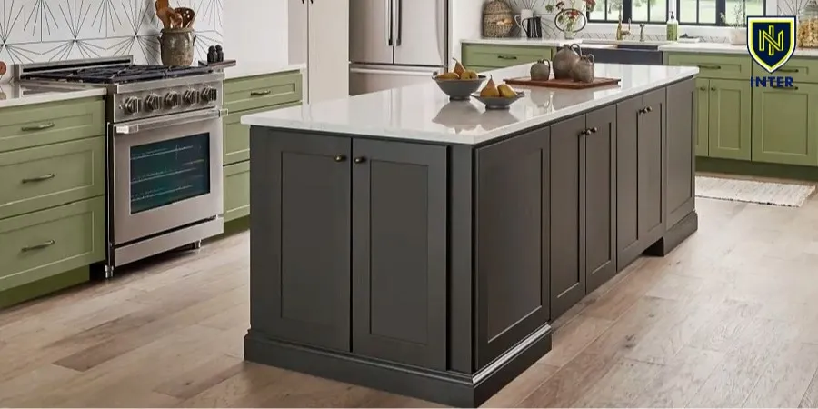 کابینت طوسی با رنگ سبز